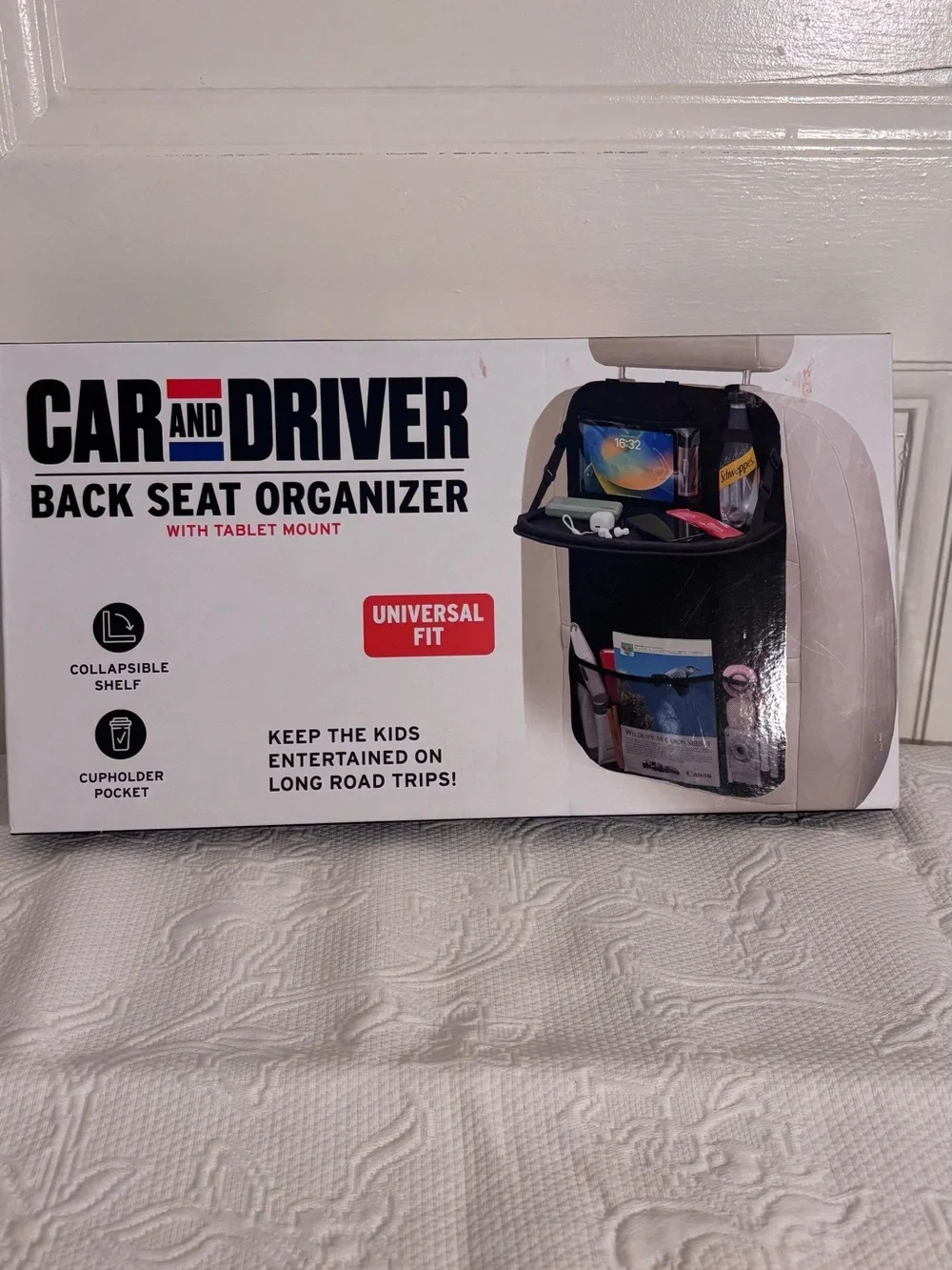 Car and Driver Black Back Seat Organizer with Tablet Mount